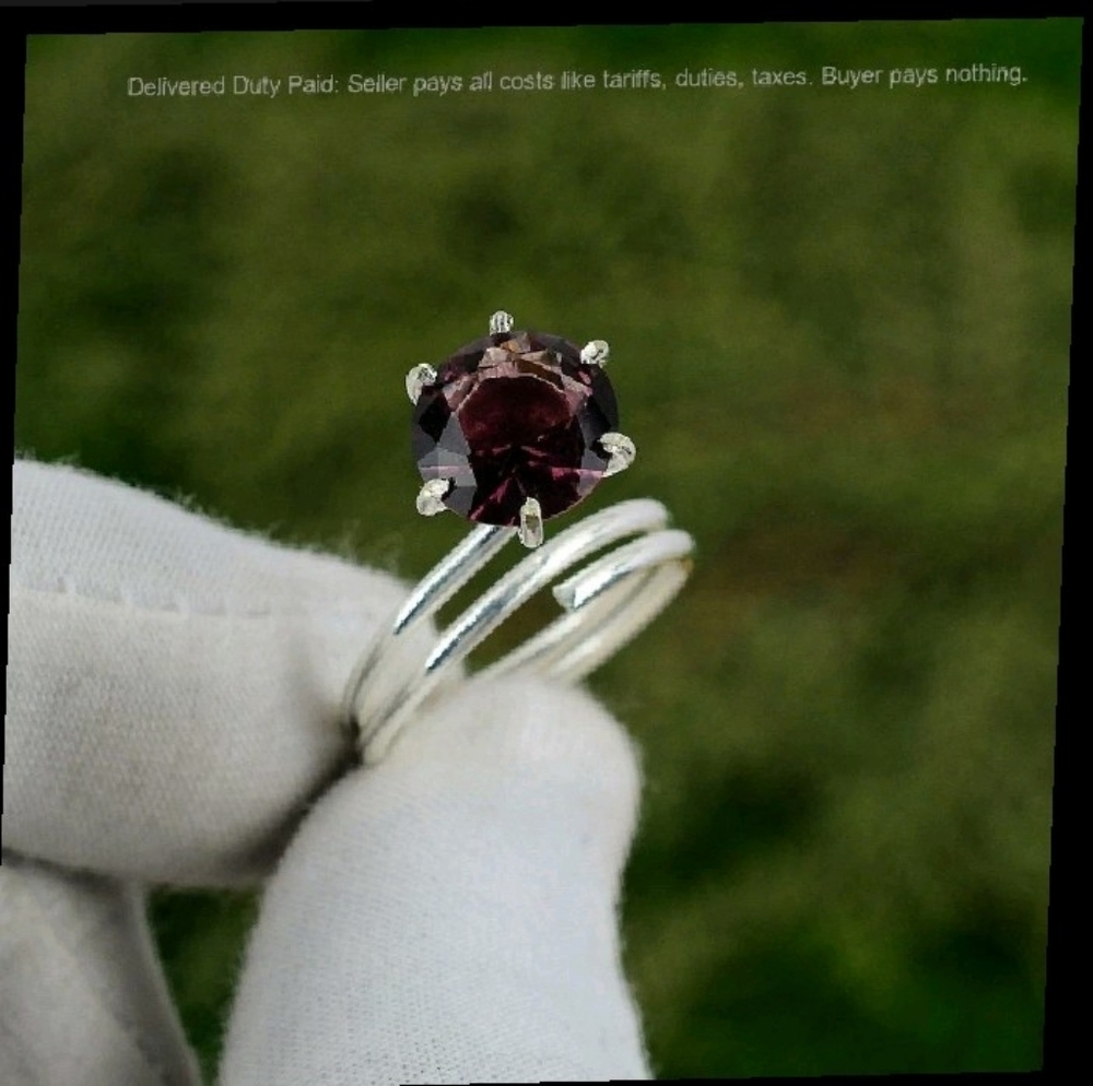 925 Silver Round African Amethyst Ring